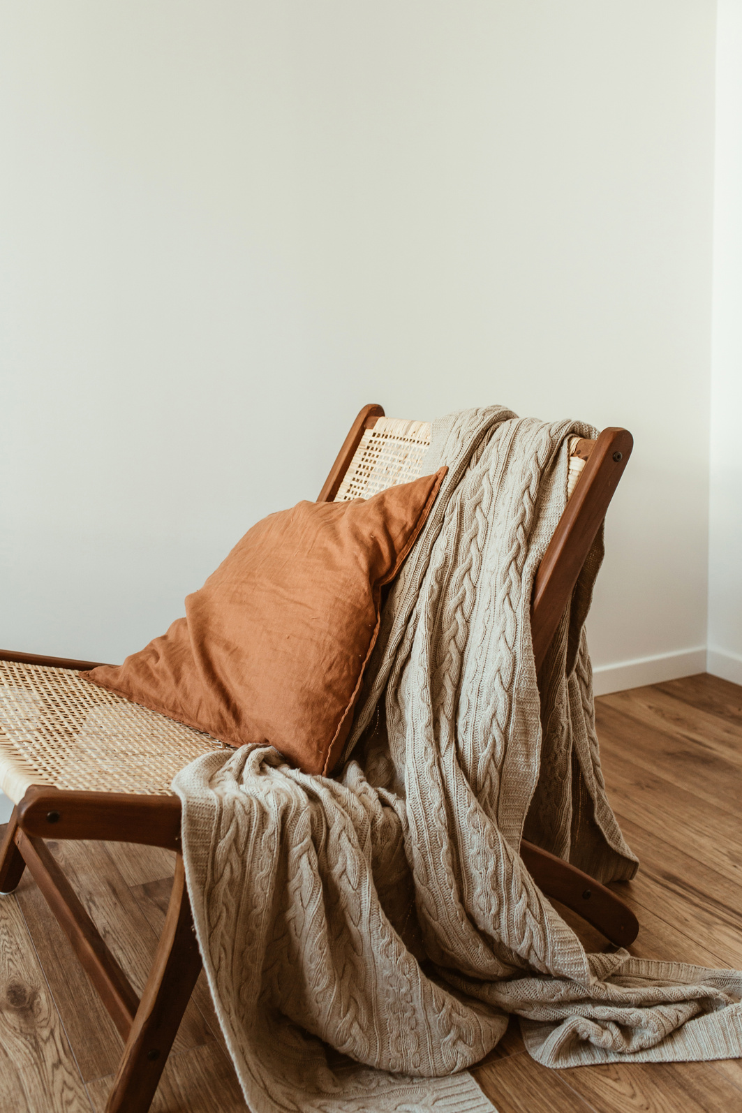 Cozy Armchair with Pillow and Balnket 